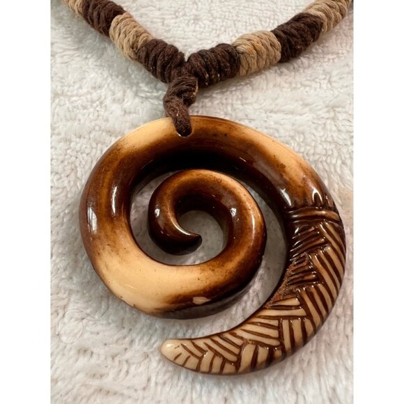 New Zealand Maori Style Koru Spiral Pendant Adjustable Necklace - Boho Tribal - Picture 2 of 7